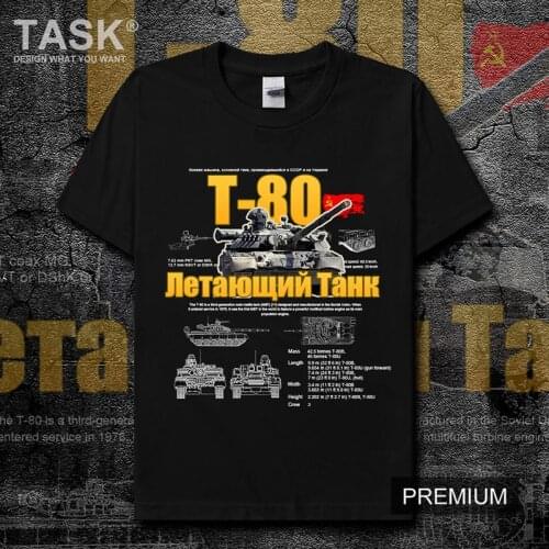 Soviet Union Cold War Military Equipment T-80 Tank T-Shirt Cotton O-Neck Short Sleeve Mens T Shirt New Size S-3XL