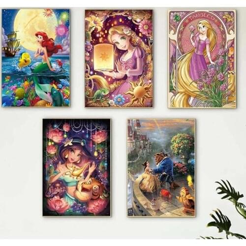 Disney Cartoon Beauty Princess Picture Canvas Painting Posters and Prints for Children Room Wall Children Gift Home Decoration