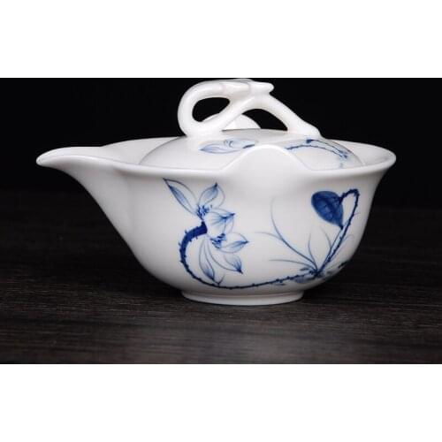 Ceramic river flower teacup with cover bowl boutique teacup single layer anti-scalding retro exquisite home office supplies