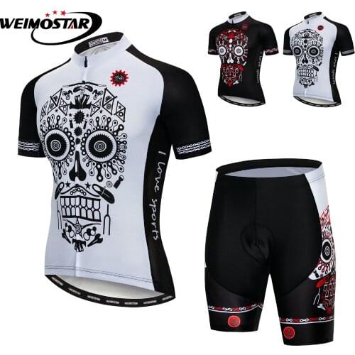 Cycling Jersey Set 2021 MTB Bike Clothing Racing Bicycle Clothes Maillot Ropa Ciclismo Summer Mountain Bike Set White Skull Gear