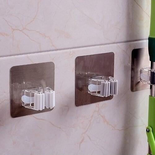 Adhesive Multi-Purpose Hooks Wall Mounted Mop Organizer Holder RackBrush Broom Hanger Hook Kitchen bathroom Strong Hooks