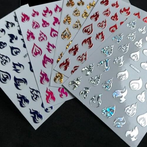 Nail Decal New 5pcs/pack Holographic Nail Foil Self -Adhesive Flame Burning Dripping Nail Decal TUY-2GE4TUHR35