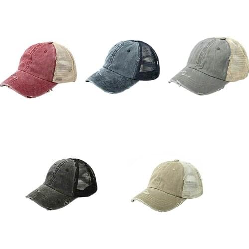 Summer sun cotton tennis tail adjustable Visor Ponytail Cap For Women Baseball Cap Retro Mesh Hats Outdoor Sports Streetwear