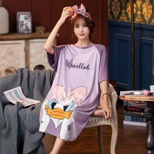 Summer Womens Clothing Nightdress Pajamas Female Korean Version Fairy Home Service Kawaii Fashion Plussize Womens Home Clothes
