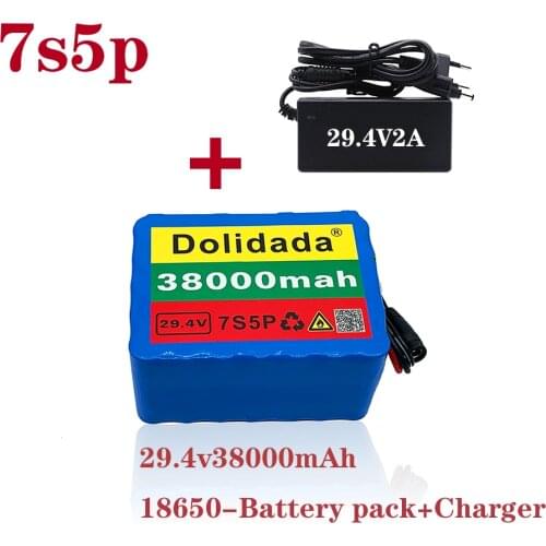 2021 new 24 V 38ah battery pack 250W 350W 29.4V 7s5p used for backpack wheelchair electric bicycle lithium ion battery + charger