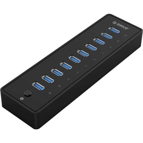 Maikou 10 Ports USB 3.0 Hub Splitter with 12V 3A 36W Power Adapter for Laptop, PC, Computer, Mobile HDD, Flash Drive and More
