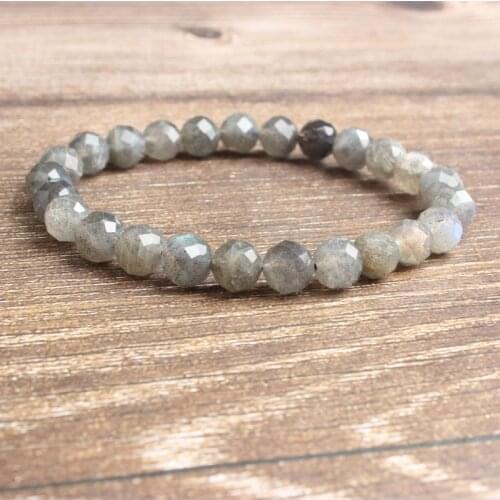 LingXiang 6/8/10mm fashion natural Jewelry faceted Labradorite beads Bracelet DIY Charms Men Strand Beads Yoga Women Bracelets
