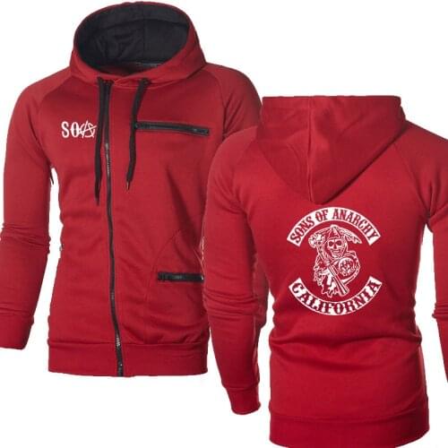 Hoodies Men SOA Sons of anarchy the child Sweatshirt SAMCRO Streetwear Zipper Jacket Men Fleece Sportswear Male Hoody