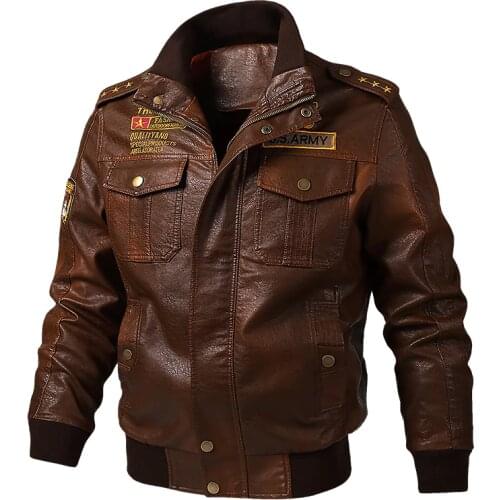 New Fashion Large Size M-5XL 2019 casual Military uniform style Mens embroidered leather jacket Baseball Motorcycle coat