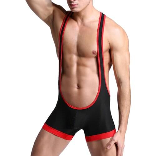 Men Undershirts Shorts Sexy Bugle Pouch Bodysuit Leotard Wrestling Singlet Jumpsuit Fetish Underwear Elastic Sleepwear Nightwear