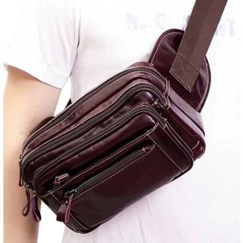 Men Oil Wax Genuine Leather New Travel Riding motorcycle Hip Bum Belt Pouch Fanny Pack Waist Purse Male Real Leather Clutch Bag