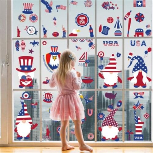 American Independence Day Anniversary Party Decoration 2021 July 4th Home Decoration Glass Window PVC Double-sided Sticker