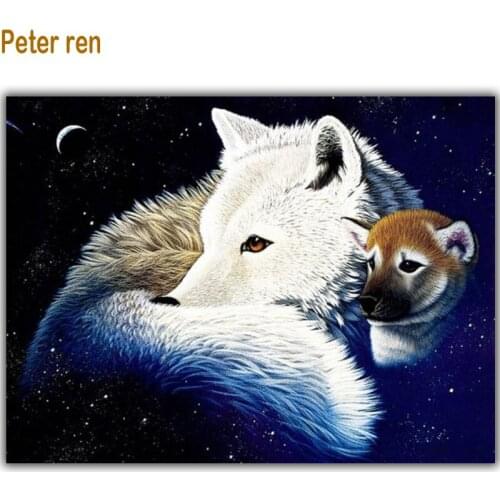 Diy Diamond painting Cross stitch kit Diamond Embroidery Wolf Mom rely 3d square drill Diamond mosaic full Needlework Rhinestone