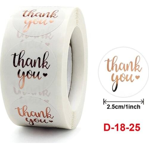 Round Shape Thanks Sticker Cards Decoration 500Pcs/Roll DIY Hand Account for Candy Gift Box School Teacher Supplies