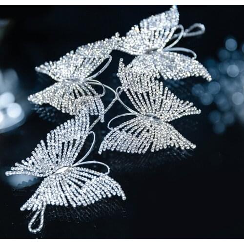 New Korean crystal butterfly hairbands women hair ornament Banquet bride hair jewelry wholesale