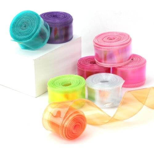 Solid PVC Ribbon Transparent Jelly Ribbons Handmade Hair Bows Materials DIY Crafts Supplies Decoration Wrapping Material 38mm 2y
