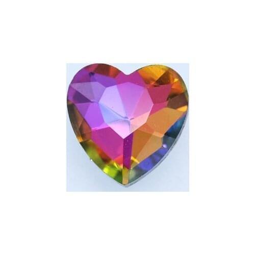 Various Size Rainbow Heart Shape Hand Craft Pointback Rhinestones Glass DIY Crystal Rhinestone Garment Jewelry Dress Decoration