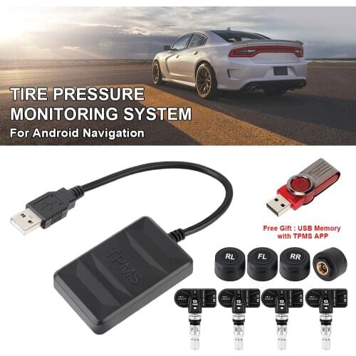 USB TPMS Tire Pressure Monitoring System Spare Tyre Internal External Sensor Temperature Alarm for Car Radio DVD Player