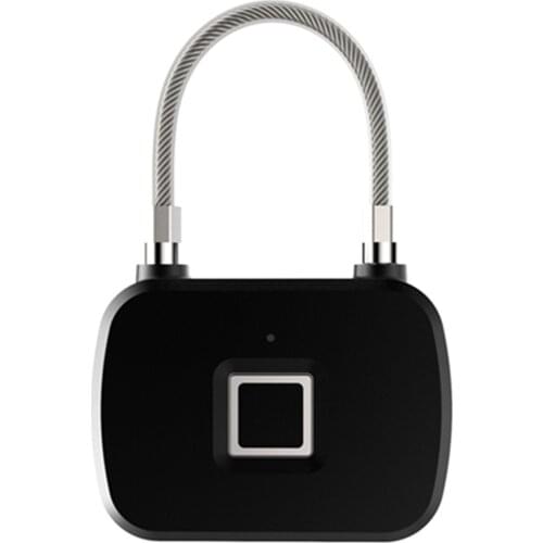 Fingerprint Padlock Replaceable Battery Design Smart Keyless Lock For Suitcases School Lockers Furniture Wardrobes Black