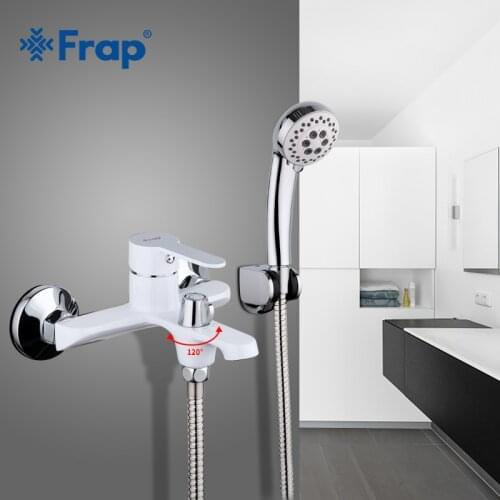 FRAP white bathroom fixture waterfall restroom bath shower faucets set wall mounted bathtub rain shower faucet mixer set F3241