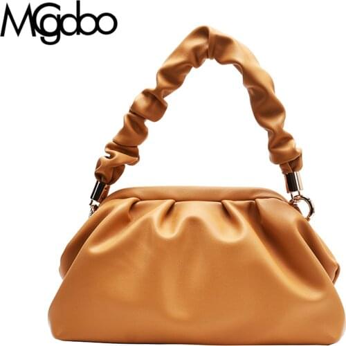 Mgcdoo Fashion Cloud Dumpling HandBag Soft Leather Pleated Shoulder Bag Chic Style Sling Bag Women Fold Handbag
