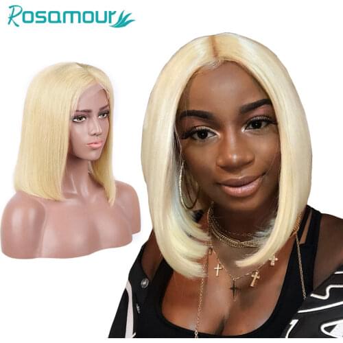 T Part 613 Blonde Short Bob Wigs 180 Density Remy Hair Brazilian Straight Lace Front Wig Ombre Lace Human Hair Wig For Women