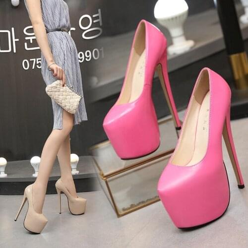 Spring/Autumn Sexy Wedding Fetish Round Toe Woman Pumps Platform Very High Heel Pumps 18CM Super Sexy sapato feminino Bed shoes