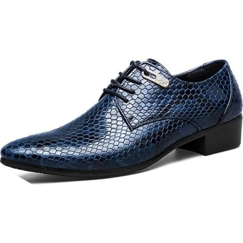 Mens Dress Shoes Imitate Snake Leather Men Oxford Shoes Casual Business Men Pointed Shoes Brand Men Wedding Men Dress Boat