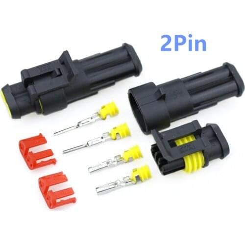 1/ 5 / 10 Set 2 Pin Female Male Way AMP Super Seal Waterproof Electrical Wire Connector Plug For Car