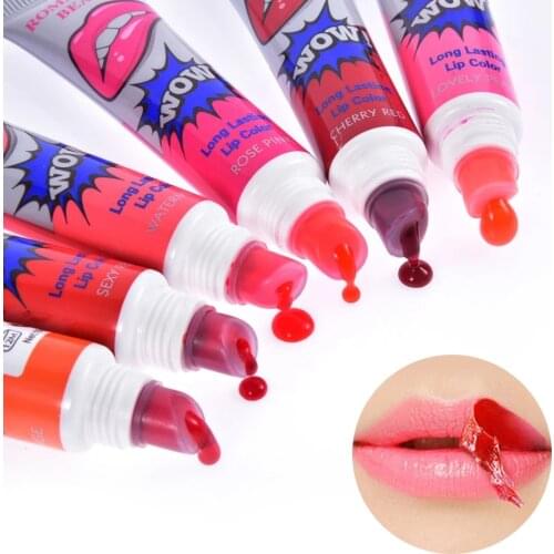 ROMENTIC BEAR 1Pc Waterproof Long Lasting Matte Liquid Lipstick Lip Stick Lipstick Tear Pull Lip Gloss for Lips Makeup 6Colors