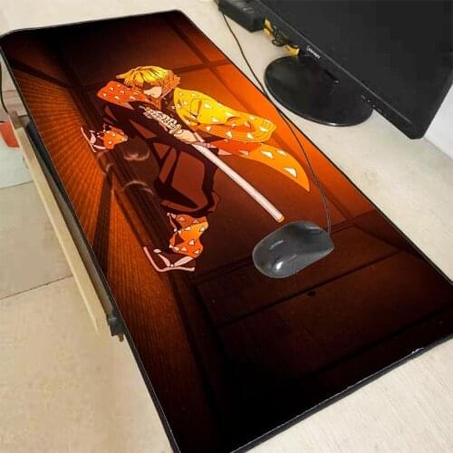 XGZ Anime Kimetsu No Yaiba Large Gaming Locking Edge Keyboard Speed Mouse Mat Gaming Desk Mousepad for CS GO LOL Dota Game XXL