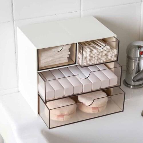 Drawers Jewelry Storage Box Brown/White Office Study Desktop Storage Box Finishing Case Dust-proof Makeup Bathroom Organizer