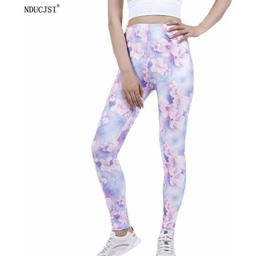 NDUCJSI Ladies Flower Printed Fitness Leggings Yuga Women High Waist Running Fitness Pants Athletic Trouser Elastic Sexy Casual