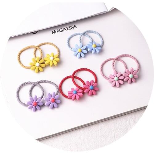2pcs/lot Headwear Beautiful Lovely Colorful Small Daisies Elastic Hair Bands for Girl Women Fashion Ponytail Hair Accessories