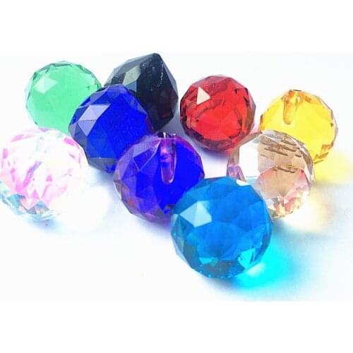 24pcs 20mm Beautiful Mixed Color Nice Faceted Crystal Glass Balls Chandelier Parts Feng Shui Decoration Crystal Curtain Pendants