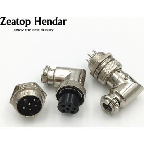 5Sets 6Pin GX16 Aviation Connector M16 Elbow 90 Degree Right Angle 6 Pin Female Plug and Male Chassis Mount Socket