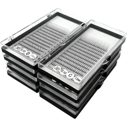 8 Trays/lot 3D Premade Fans Eyelashes Short Stem Russian Eyelash Extension C/D Curl High Quality Volume Fans Lashes