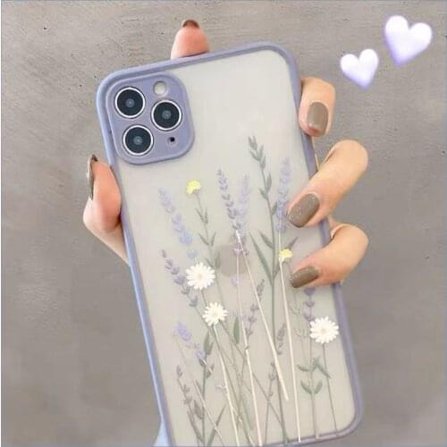 For 11 Iphone 7 8plus Floret Purple Xsmax XR X Phone Case 12 mini pro Soft 6S Silicone Full Package