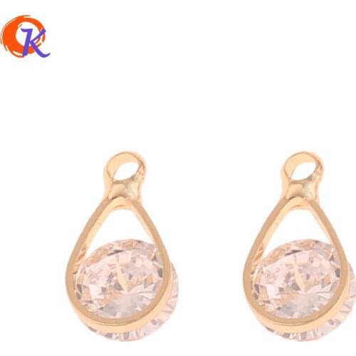 Cordial Design 40Pcs 6*11MM Jewelry Accessories/CZ Charms/DIY Making/Drop Shape/Genuine Gold Plating/Hand Made/Earring Findings