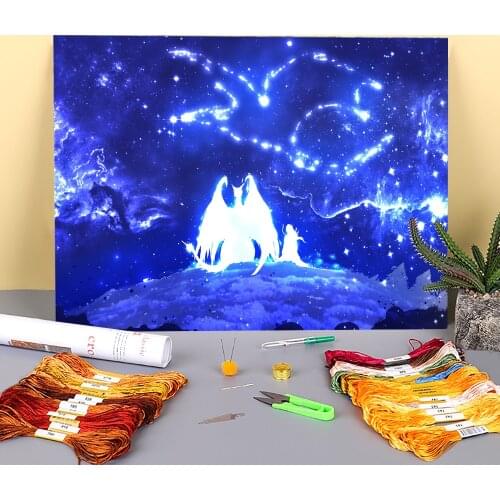 Scenery Watching The Ancestors Printed 11CT Cross Stitch Full Kit DIY Embroidery DMC Threads Handmade work Craft Decor