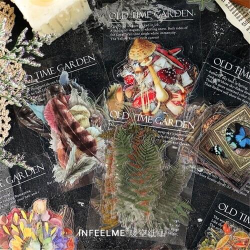 40pcs Plants and Flowers Series Stickers Retro DIY Scrapbooking Diary Notebook Sticker Anime Decor Flakes Packaging Sealing Tag