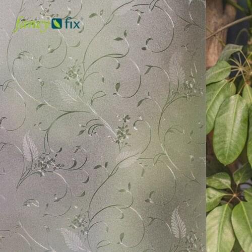 FANCY-FIX Elegant Flower Frosted Glass Window Film, Decorative Film Privacy for Bedroom,Static Cling Easy Installation,17.8 inch