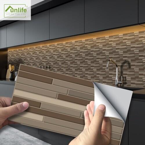Funlife® 20X10cm Brown Mosaic Wall Sticker Waterproof Self-Adhesive Easy to Clean Tile Stickers for Bathroom Floor Kitchen Wall