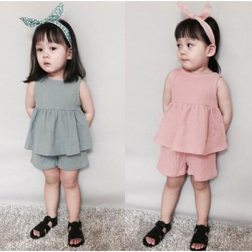 Girl sets of clothing 2020 fashion summer childrens clothing sets sleeveless t-shirt + short 2 pcs. For girls clothes ST279