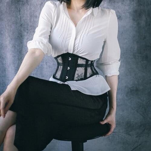 Lace Cotton Steel Boned Firm Waist Trainer Body Shaper Tummy