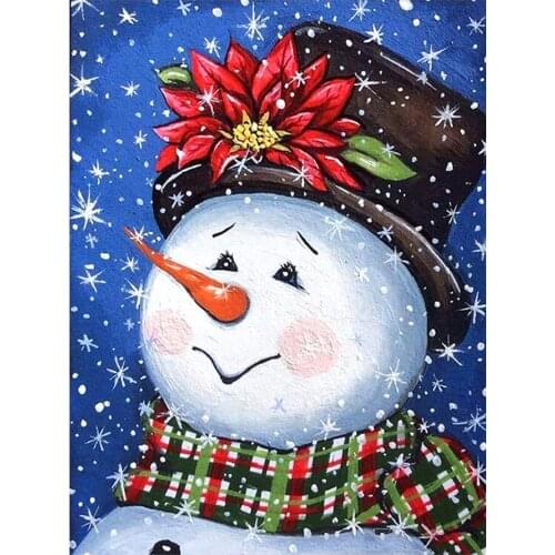 Cute Snowman With Hat Diamond Painting Round Full Drill Nouveaute DIY Mosaic Embroidery Cross Stitch Cartoon Christmas Pattern