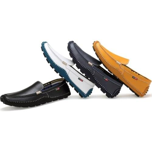 Spring and autumn mens shoes comfortable high quality lightweight lace loafers leathe non-slip wear-resistant large size 47