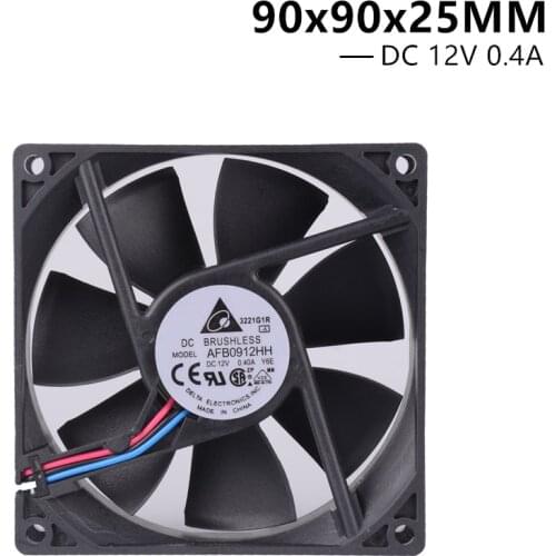 Original Delta AFB0912HH 9025 9225 90MM 9CM 90*90*25MM computer case Cooling fan 12V 0.4A with 3pin
