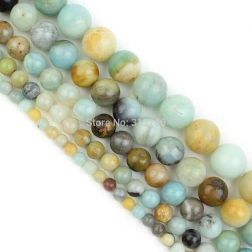 Wholesale Natural Stone Round Amazonite Strand Beads 4 6 8 10 12MM Pick Size For Beading Necklace Bracelet DIY Jewelry Making