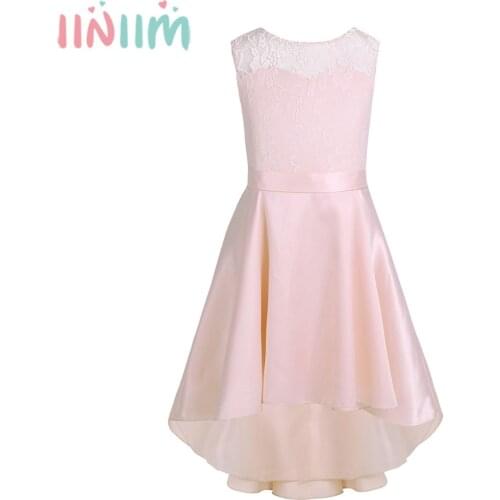 Iiniim Flower Girls Princess Dress Kids Baby Party Wedding Pageant Lace Dresses Clothes Summer Children Girl Daily Party Dress